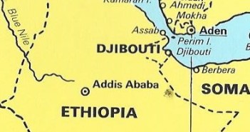 מפה של אתיופיה עם הנמלים מסאווה ואסאב בים האדום