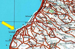 מפת אזור הפשיטהראס א-שק  חוף לבנון בין צור לצידון